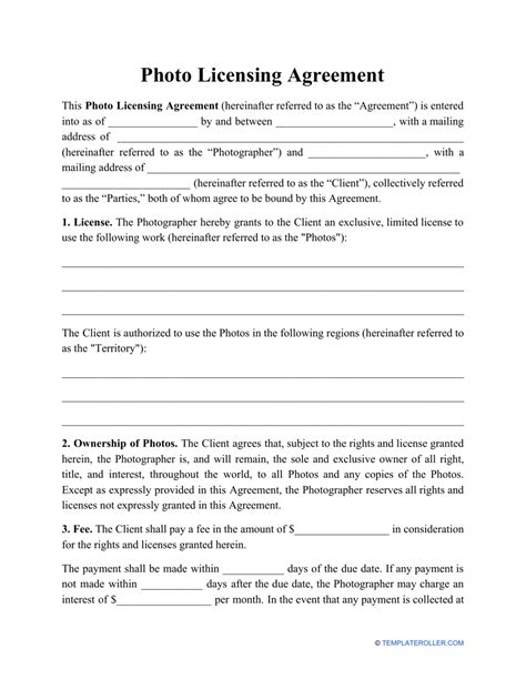 Photo Licensing Agreement Template - Fill Out, Sign Online and Download